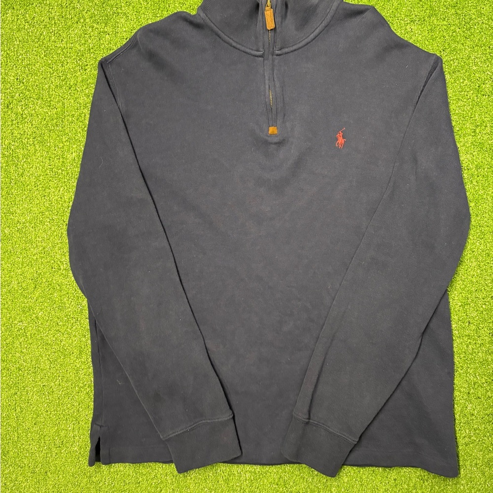 Polo Ralph lauren navy blue Quarter-Zip Pullover with Red Logo